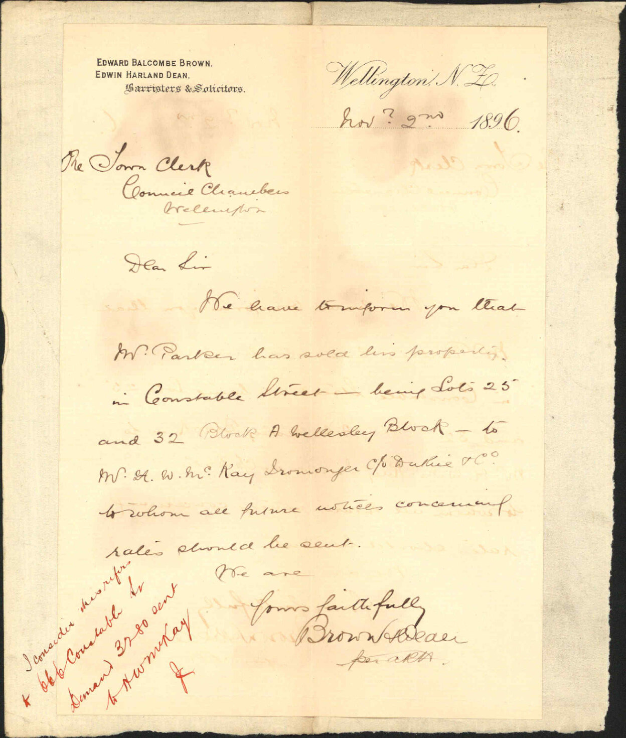 Notice of sale of property (Parker, Constable Street) - Brown &amp; Dean