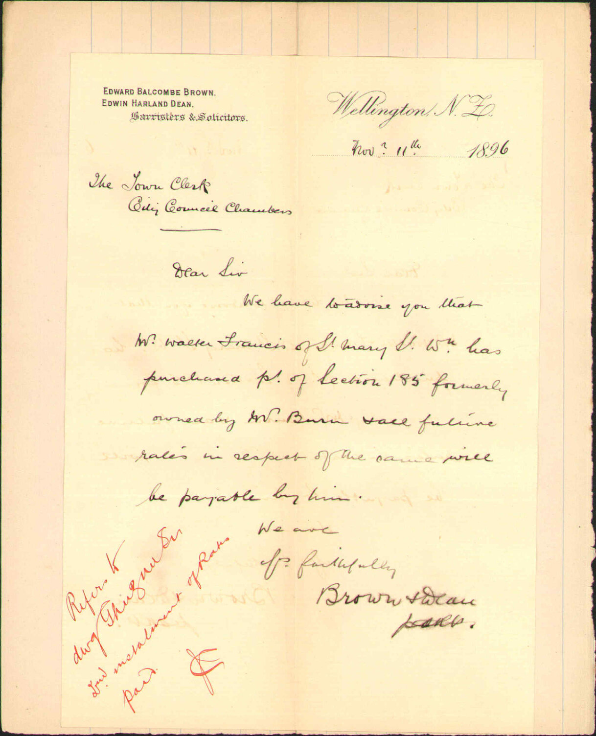 Notice of sale of property - Brown and Dean