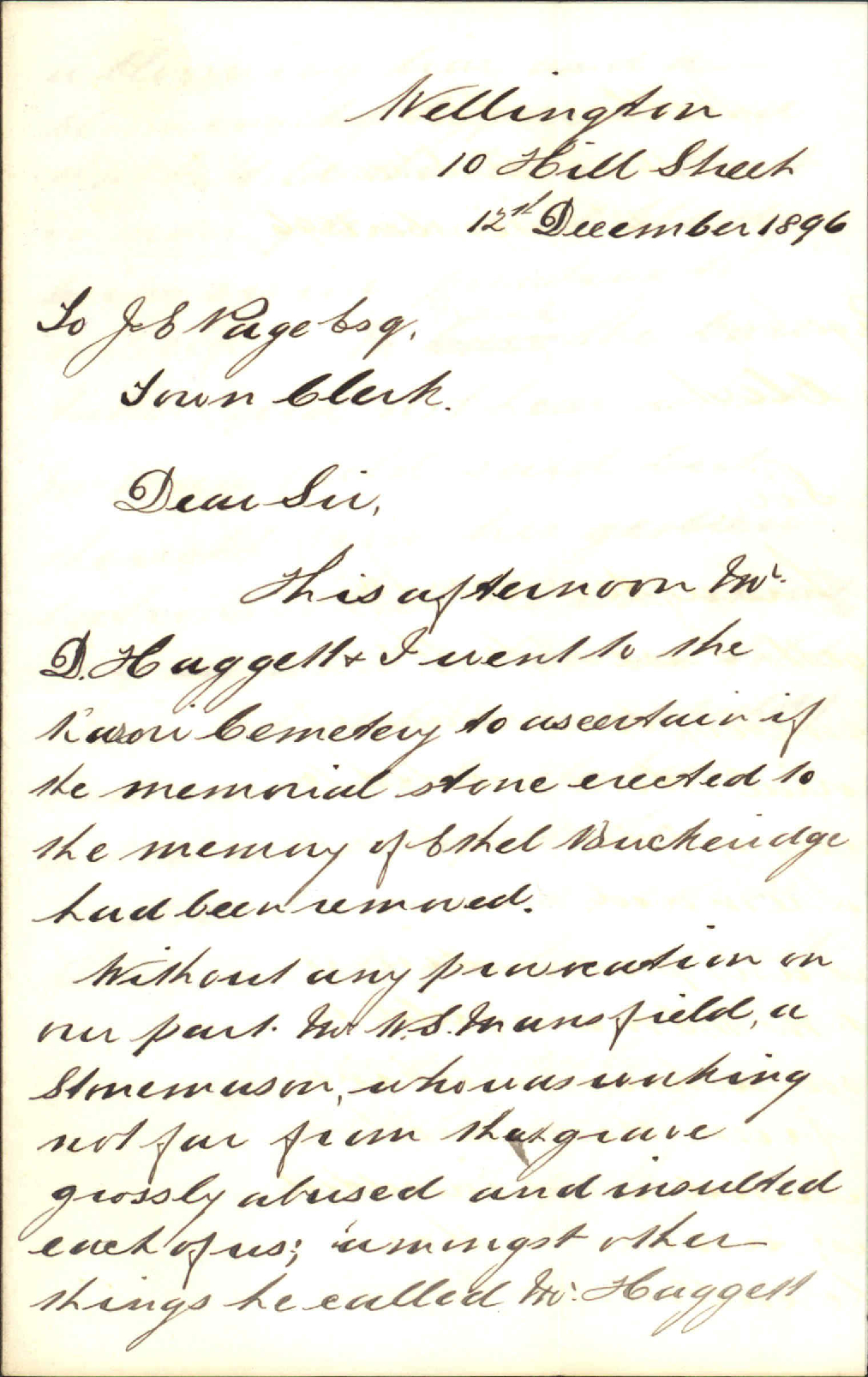 Complaint regarding Mr W Mansfield - W E Holdsworth and D Haggett