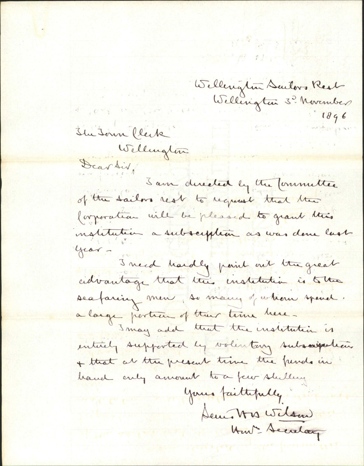Asking for contribution - Wellington Sailor's Rest
