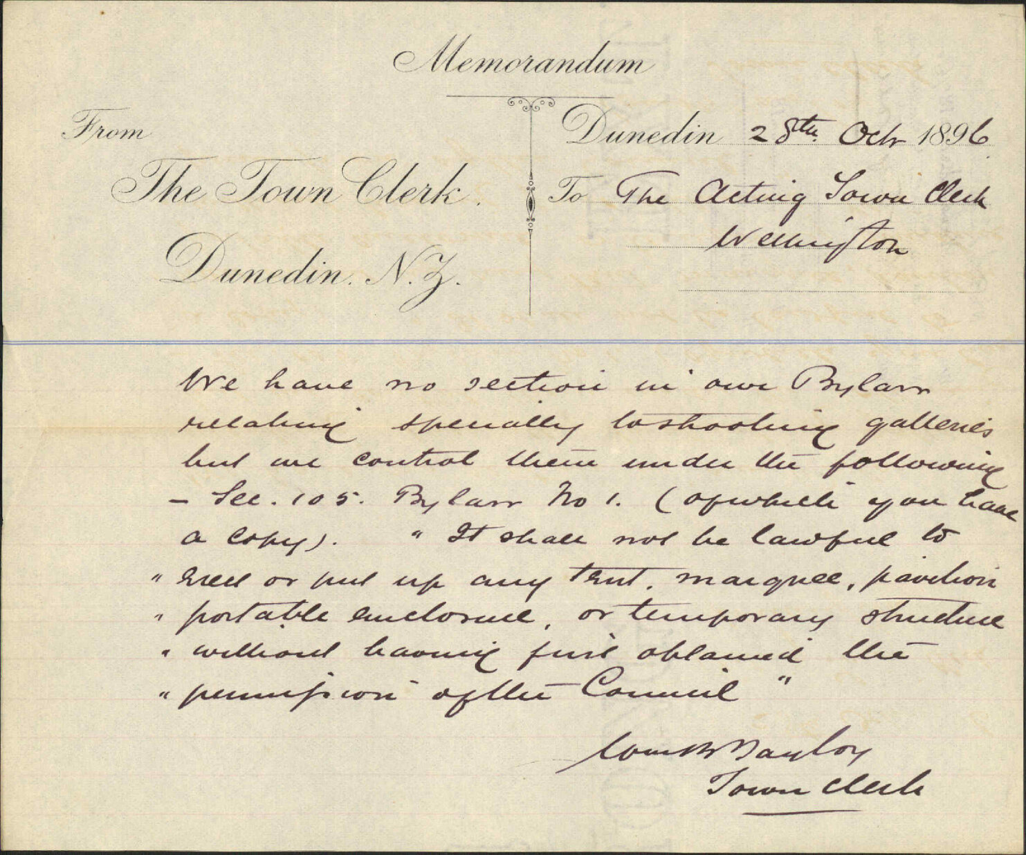 Shooting galleries - Town Clerk, Dunedin