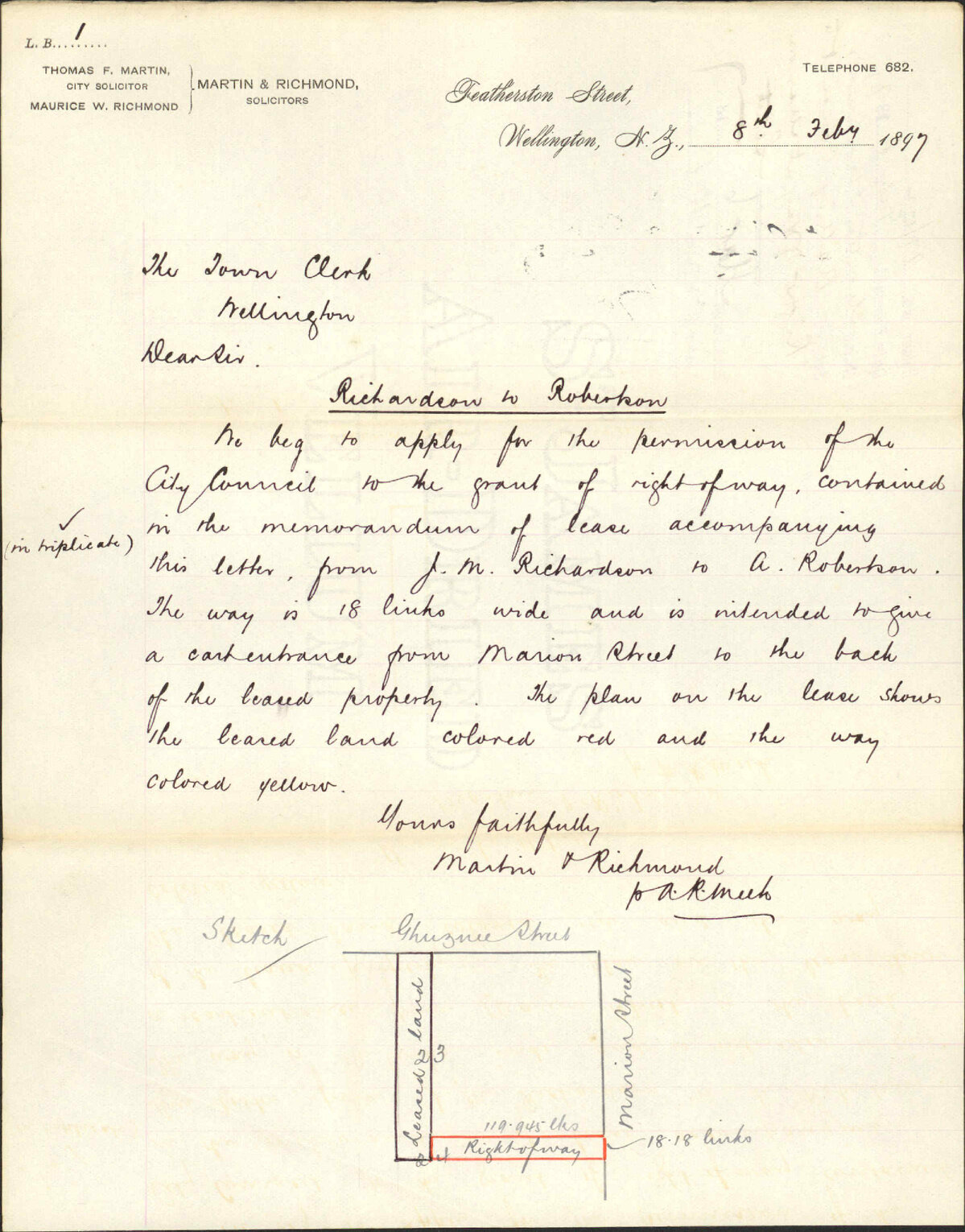 Asking consent to right-of-way at Marion Street - Martin &amp; Richmond