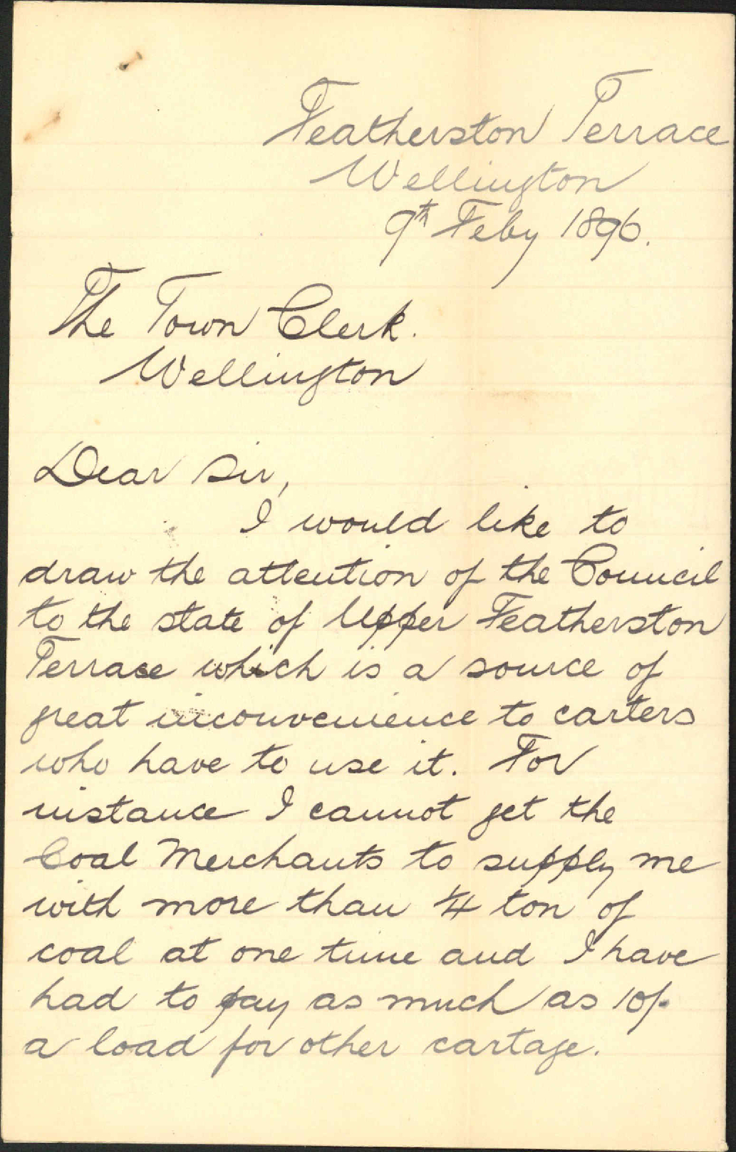 Upper Featherstone Terrace (road metal etc) - Mr Blair
