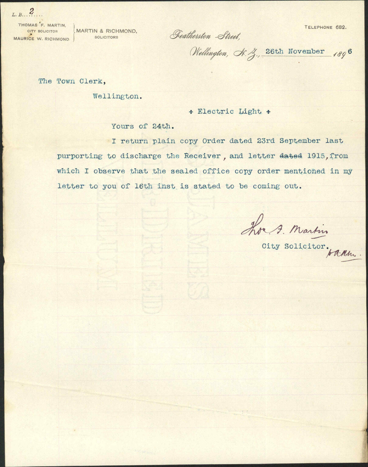 (1) Contract, (2) Discharging order - New Zealand Electrical Syndicate