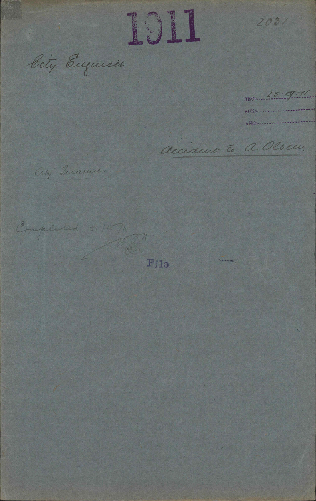 Accident to Andrew Olsen - City Engineer