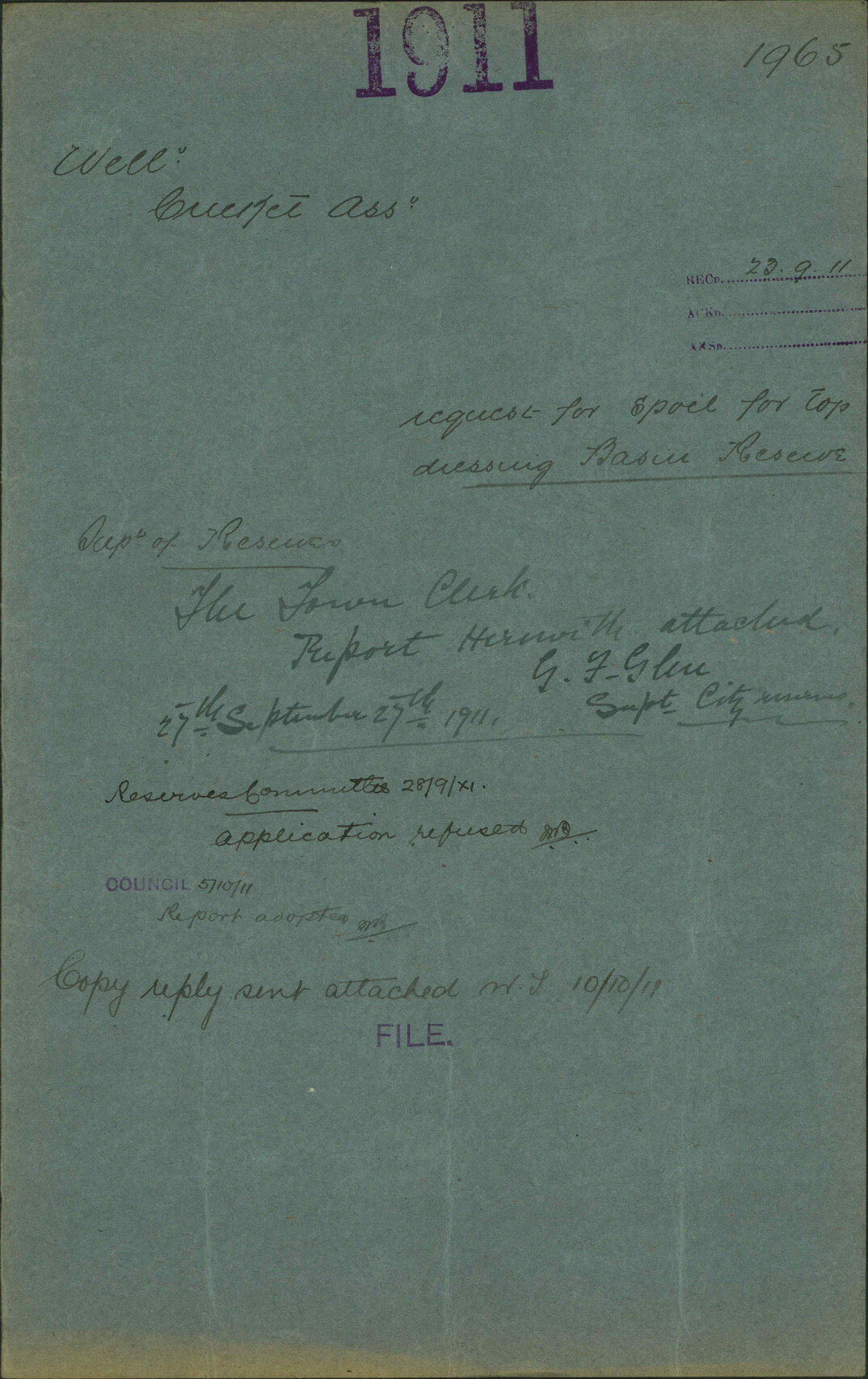 Request for spoil for top dressing, Basin Reserve - Wellington Cricket Association