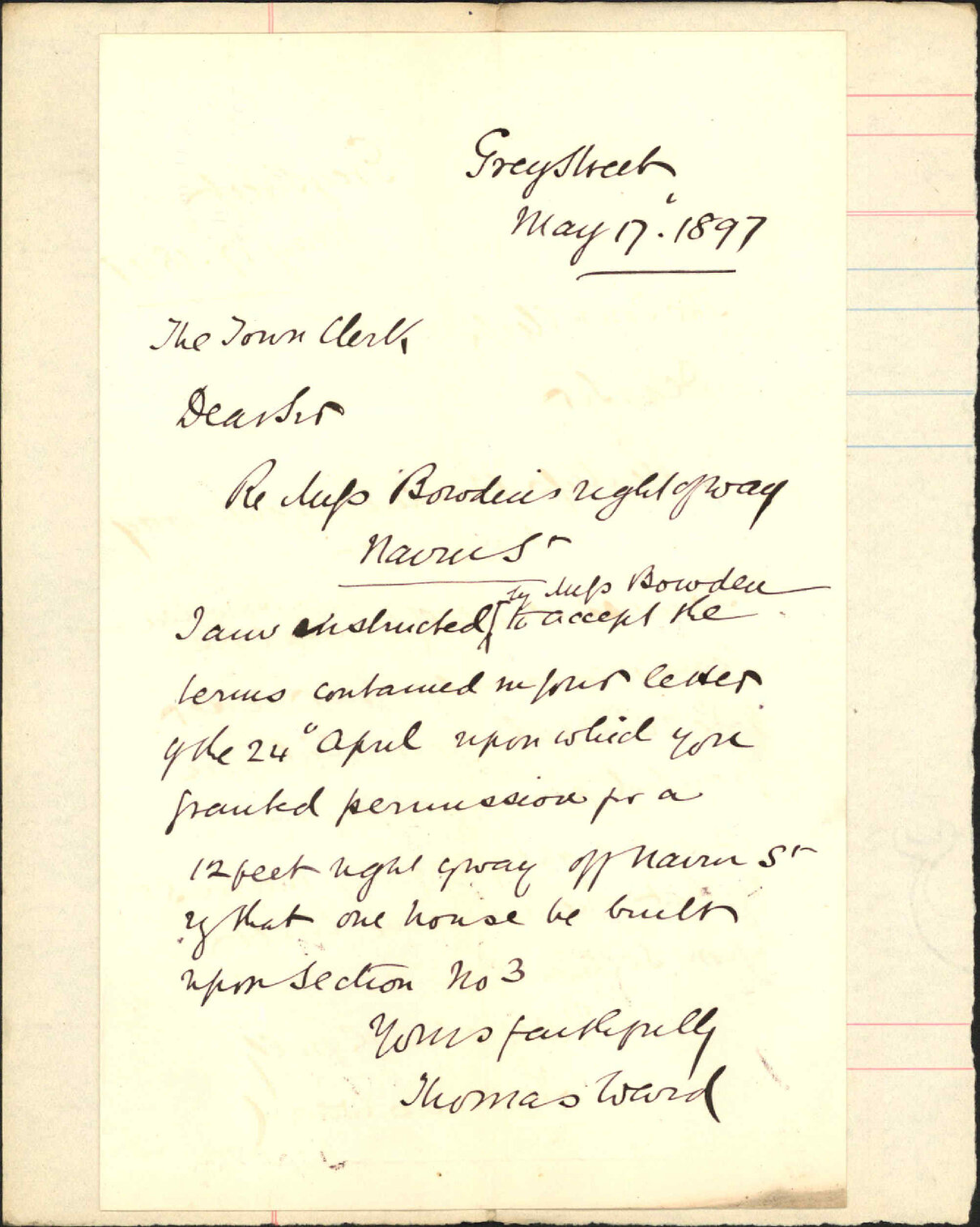 Right-of-way at Nairn Street (Miss Howden) - Thomas Ward