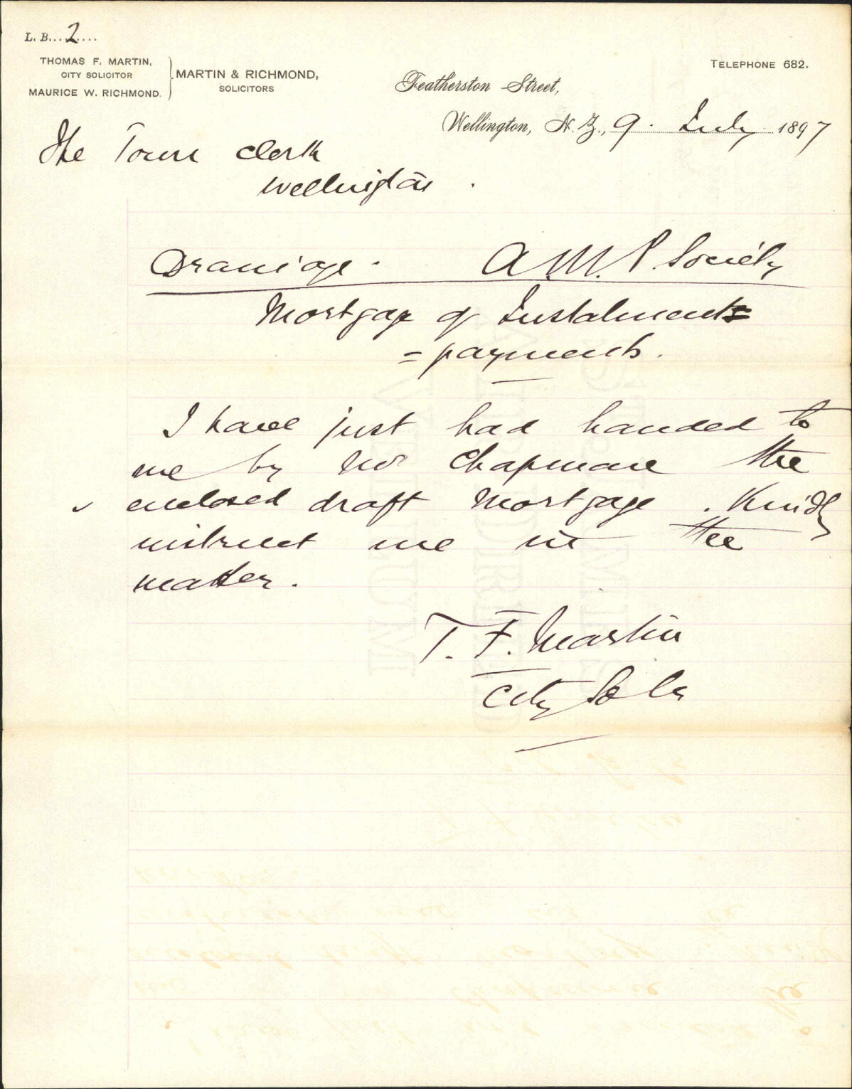 Mortgage to A M P Society [Australian Mutual Provident Society] (deferred payments) - City Solicitor