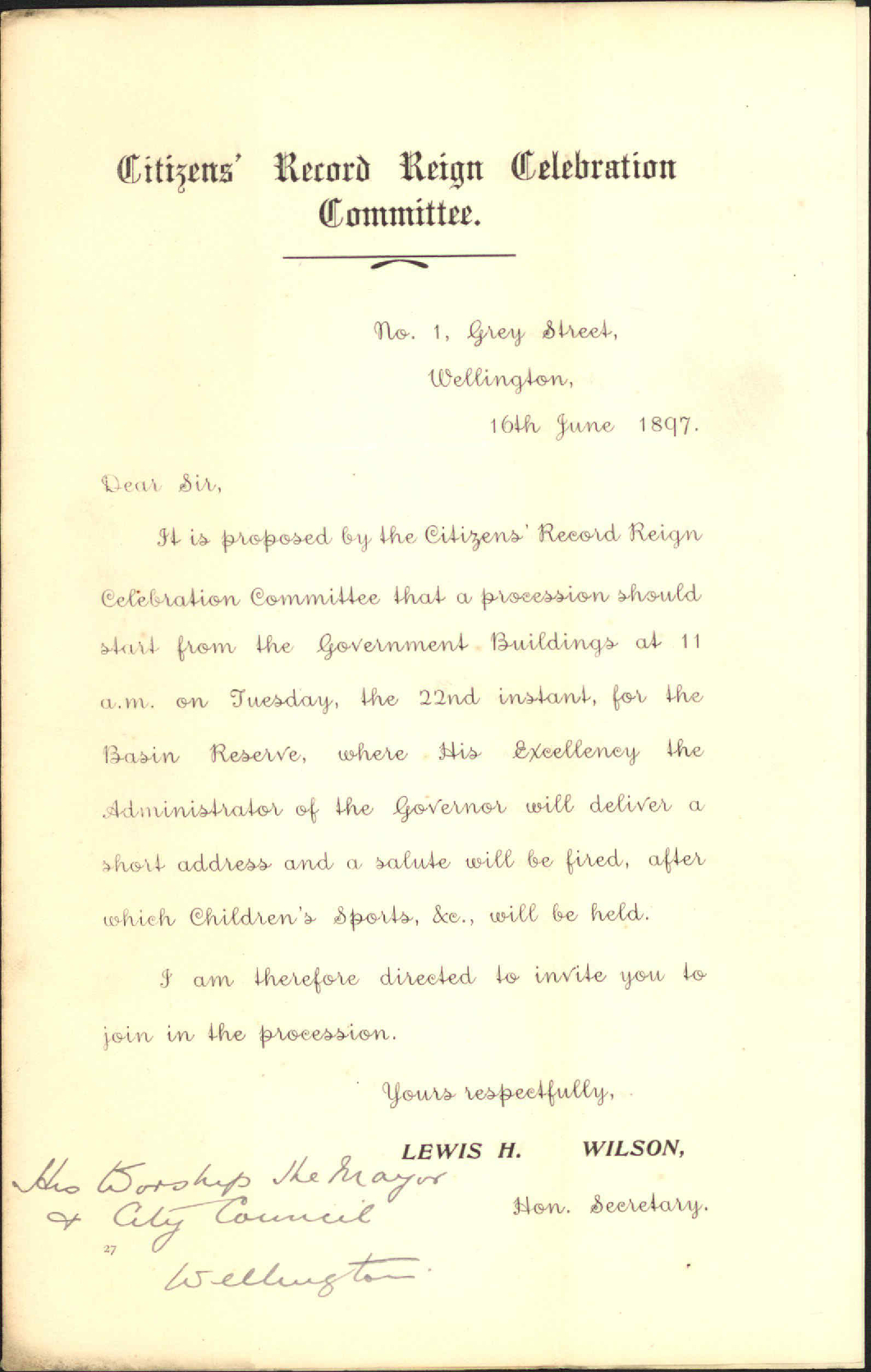 Invitation to join the procession - Citizens' Record Reign Celebration Committee