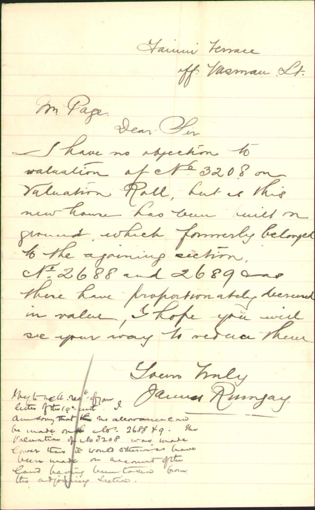 Valuation of his property - James Rumgay