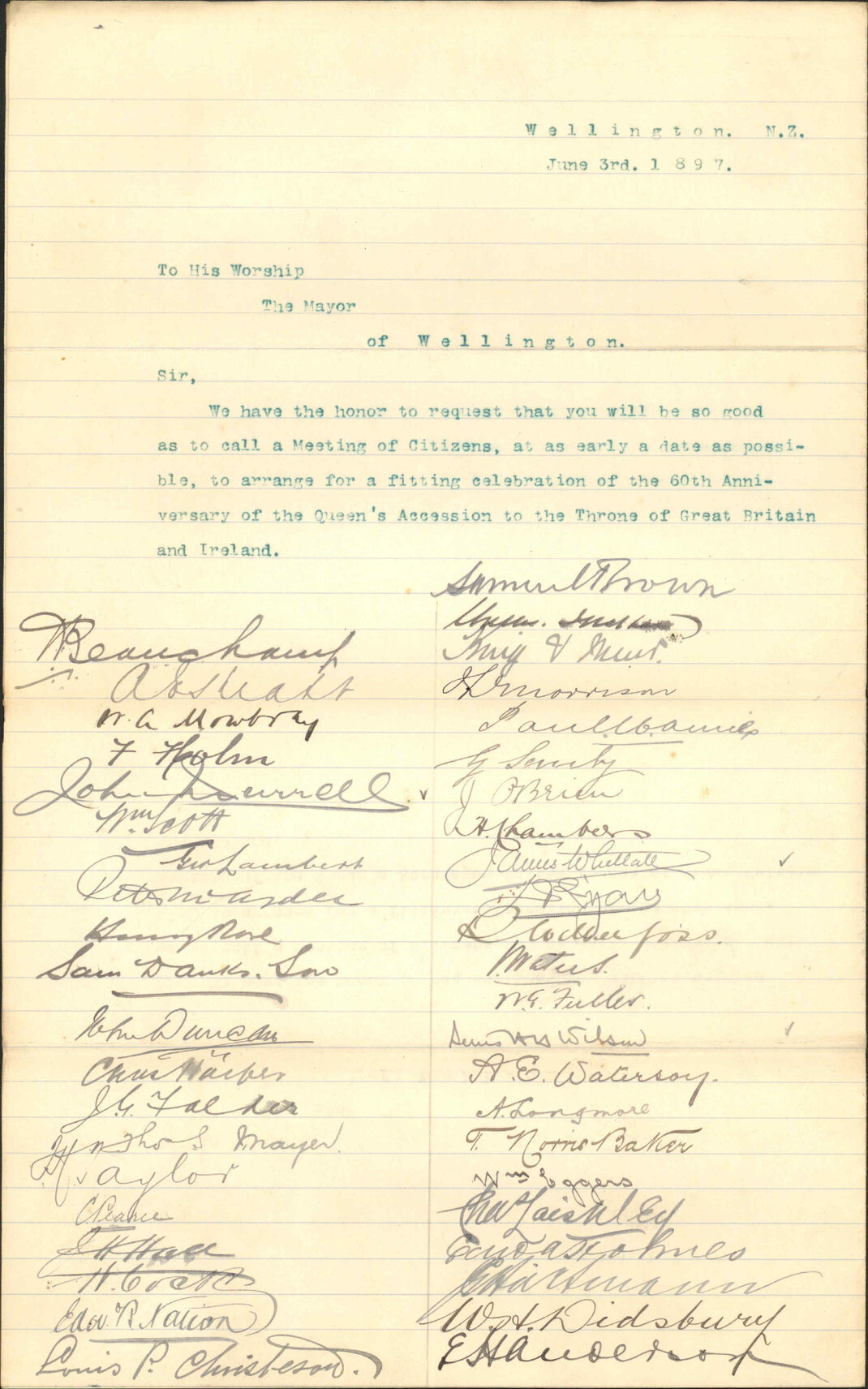 Requisition for public meeting - Samuel Brown and others