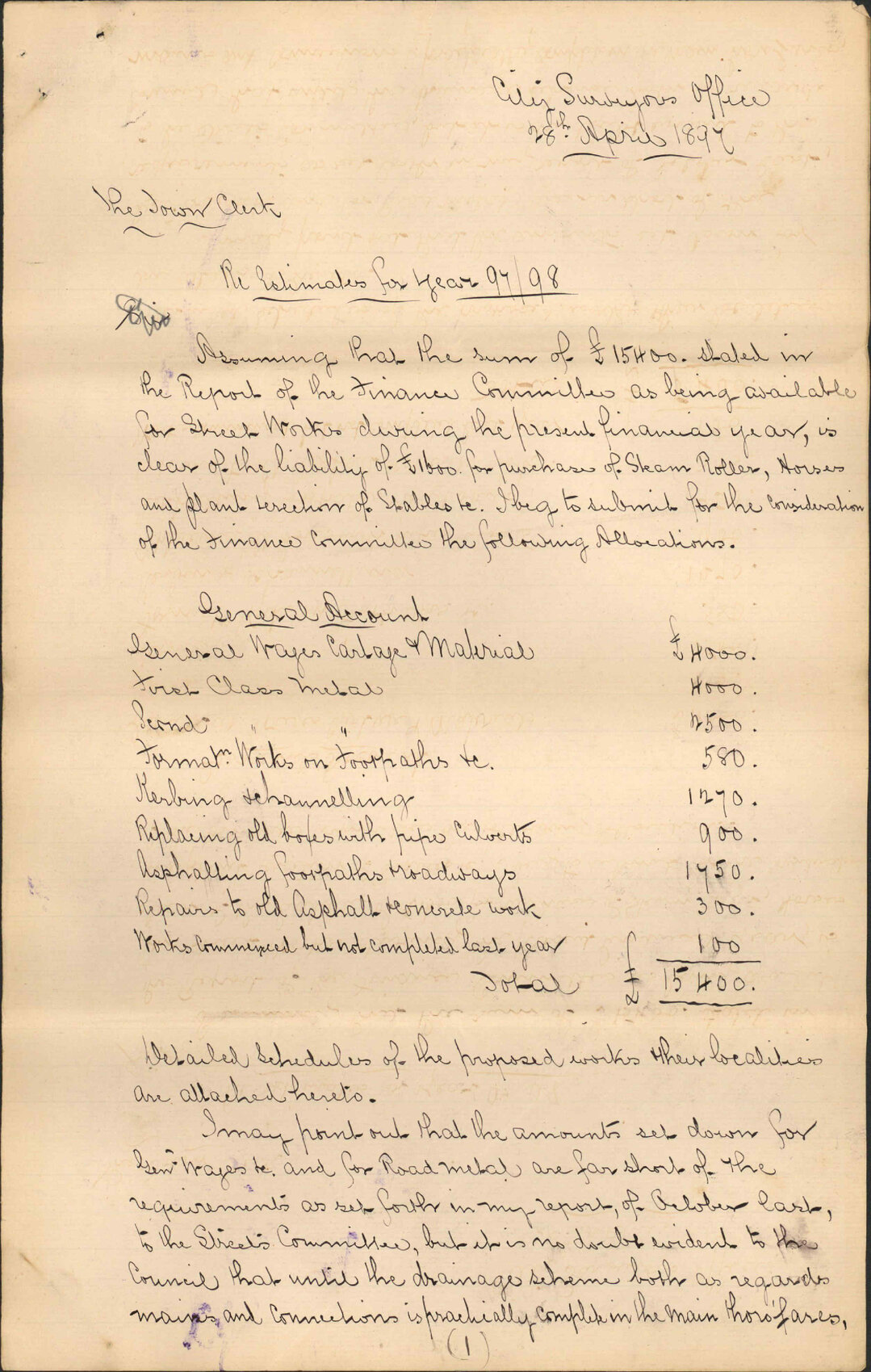 Estimates for the year - City Surveyor