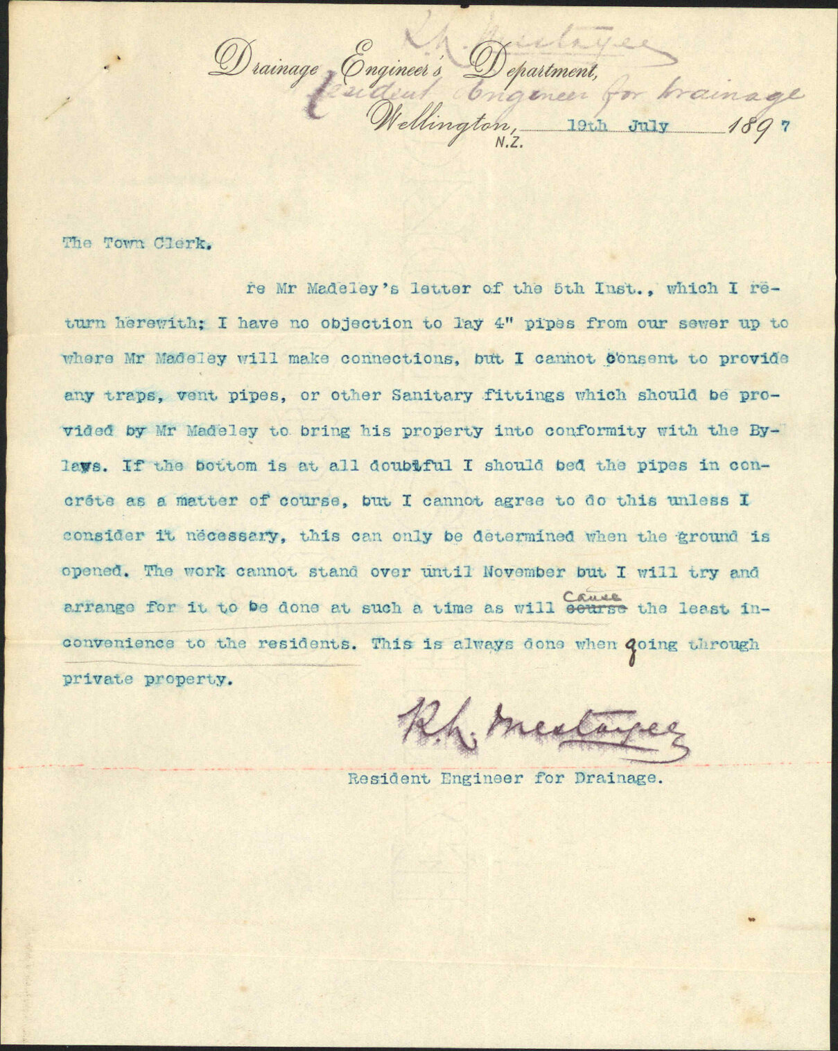 Drainage works at his property - Thomas Madeley