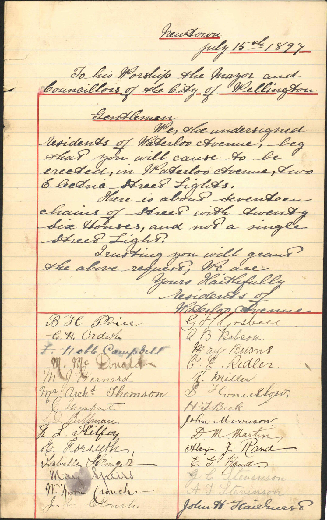 Asking for lamps at Waterloo Avenue - B M Price and others