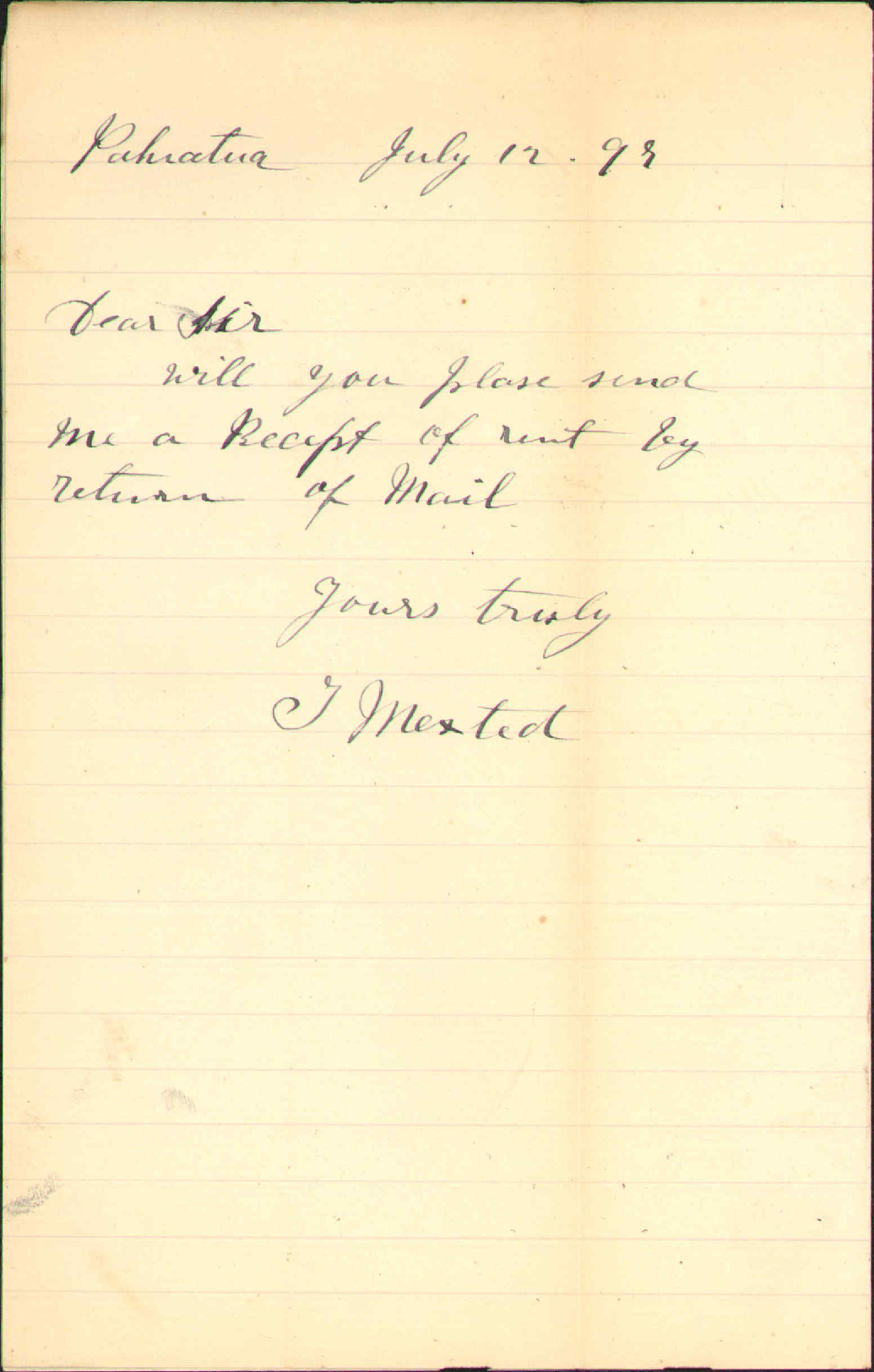 Forwarding cheque for rent - T Mexted