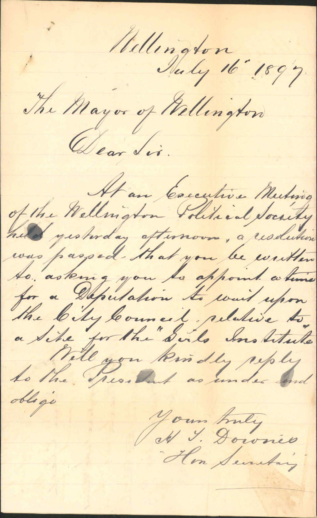 Asking Council to receive deputation - Wellington Political Society