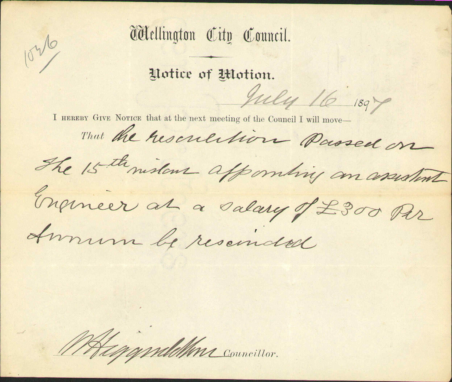 Notice of motion to rescind resolution regarding appointment of Assistant to the City Surveyor - Councillor Higginbottom