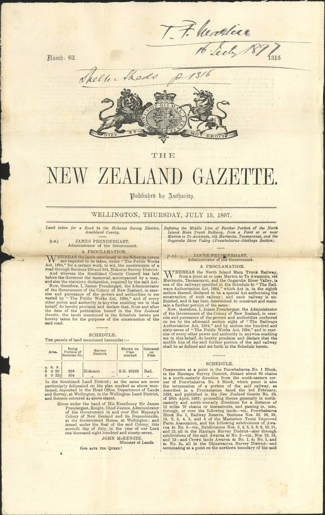 Shelter sheds (Government taking the land) - City Solicitor