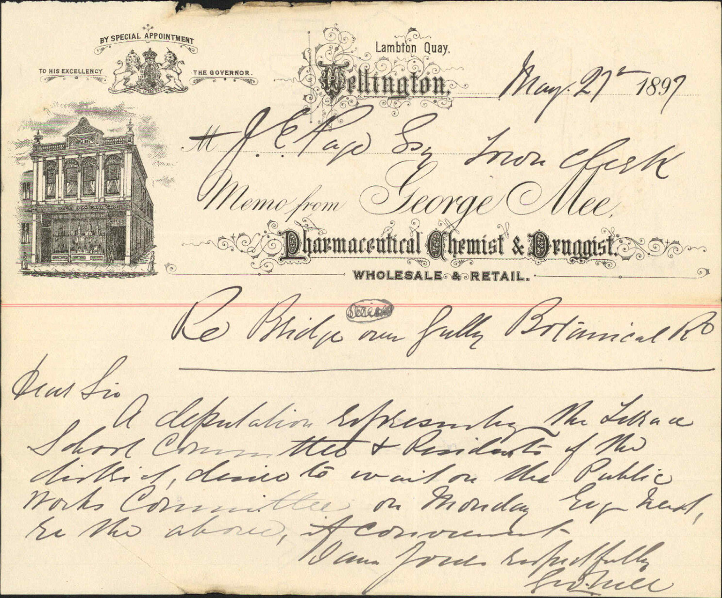 Deputation regarding bridge, Clifton Terrace - George Mee