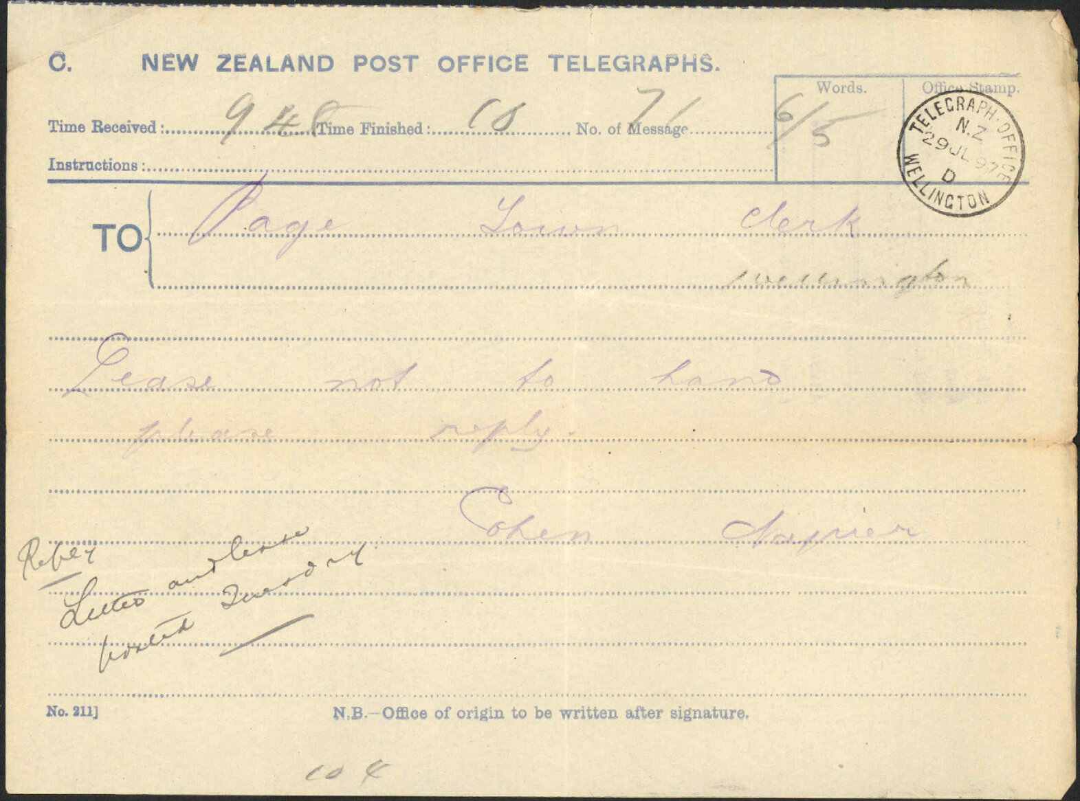 Lease for gold mining - H P Cohen