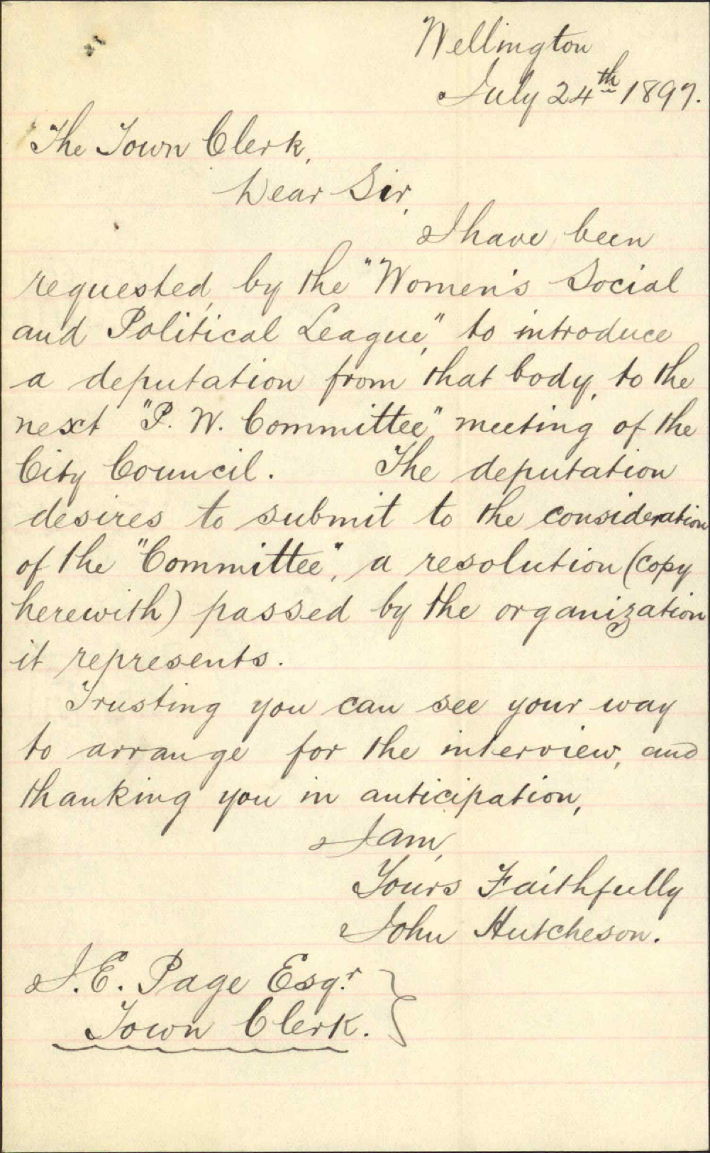 Deputation from Women's Social and Political League - John Hutcheson