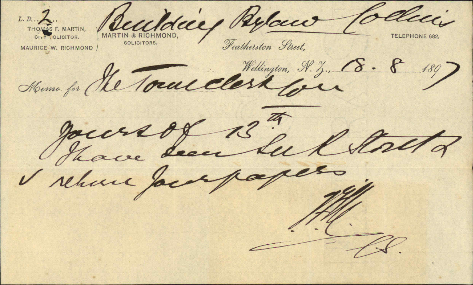 Application of Mr J Collins for leave to build on Section 881 - Stout, Findlay and Company