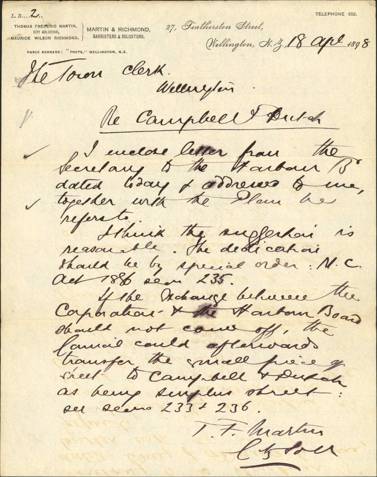 Exchange of land with Campbell &amp; Dutch - City Solicitor