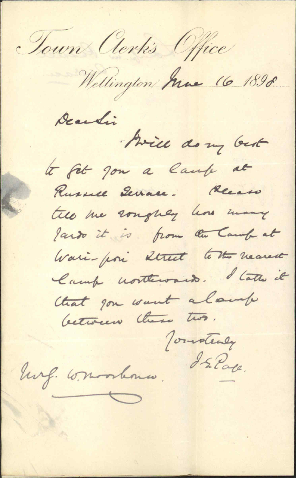 Petition for a lamp at Russell Terrace - G W Moorehouse and others