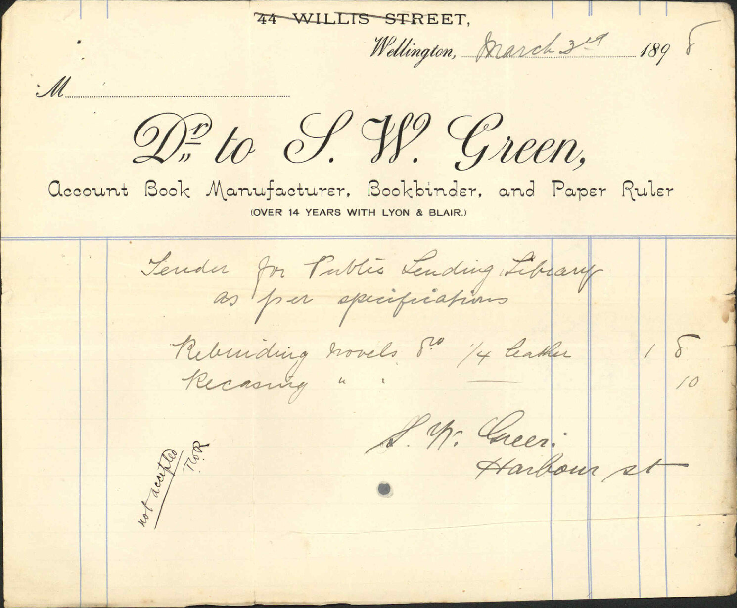 Tender for book binding etc - Librarian