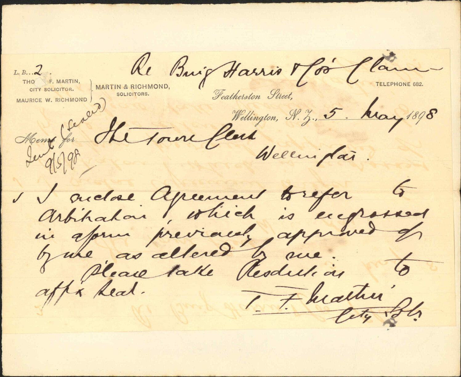 Bing Harris &amp; Company's claim - City Solicitor