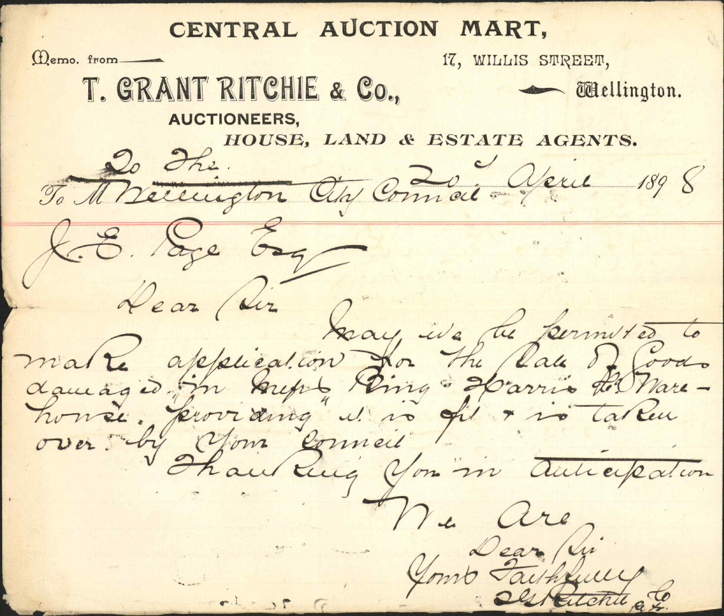 Asking for sale of Bing Harris &amp; Company's goods - T B Ritchi &amp; Company