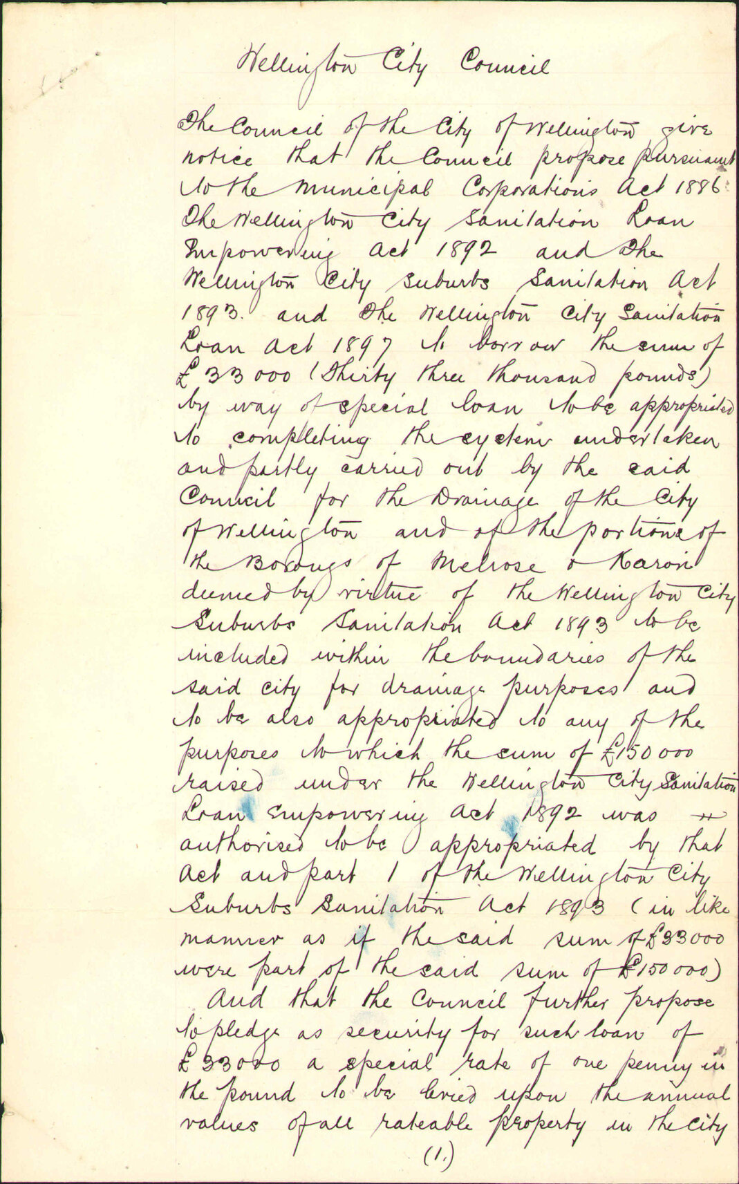 &pound;15,000 loan - Colonial Secretary