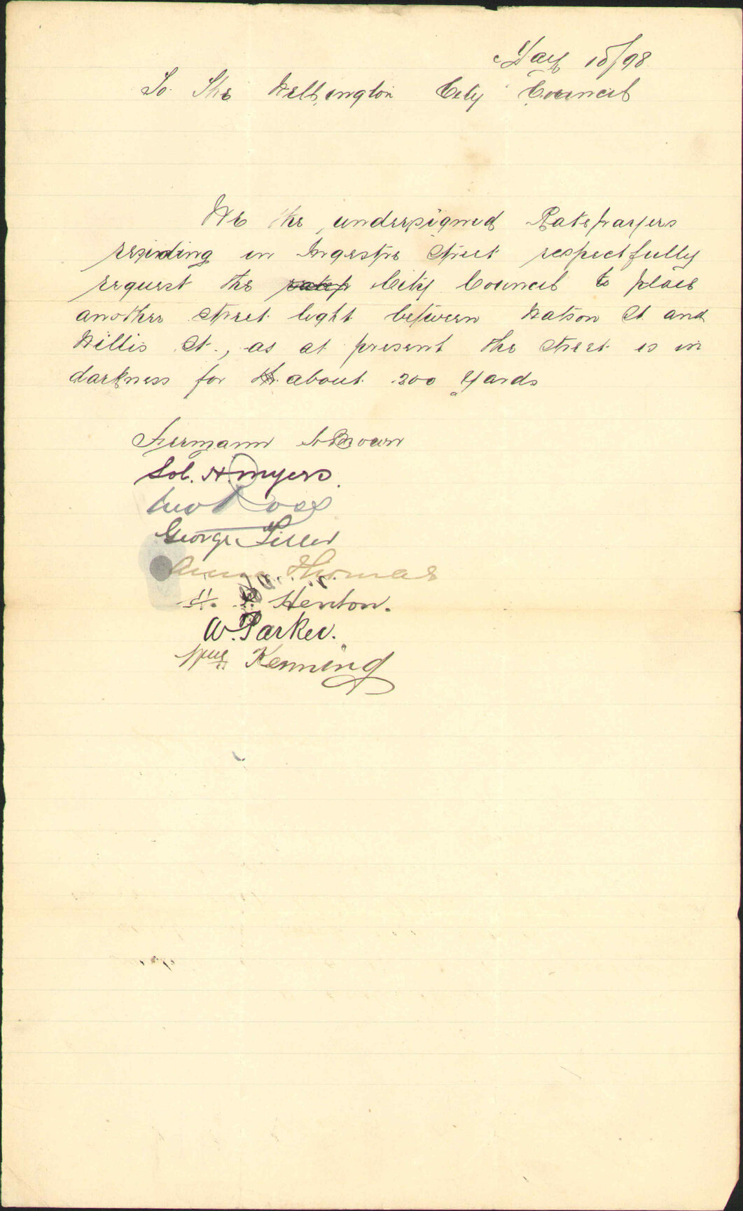 Asking for lamp in Ingestre Street - H H Brown and others