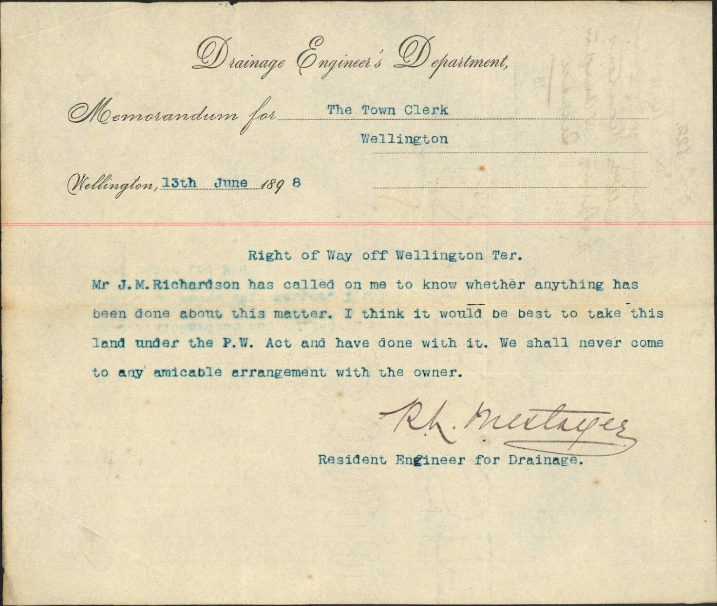Mrs Thornton's property, Wellington Terrace - Drainage Engineer