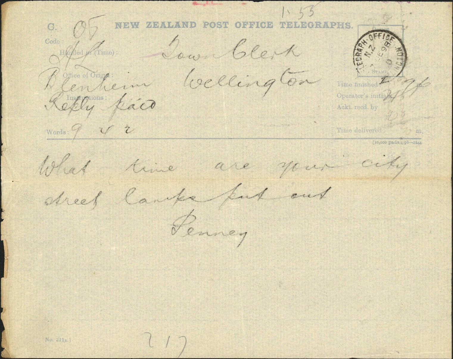 Enquiry regarding lamps - Mayor of Blenheim