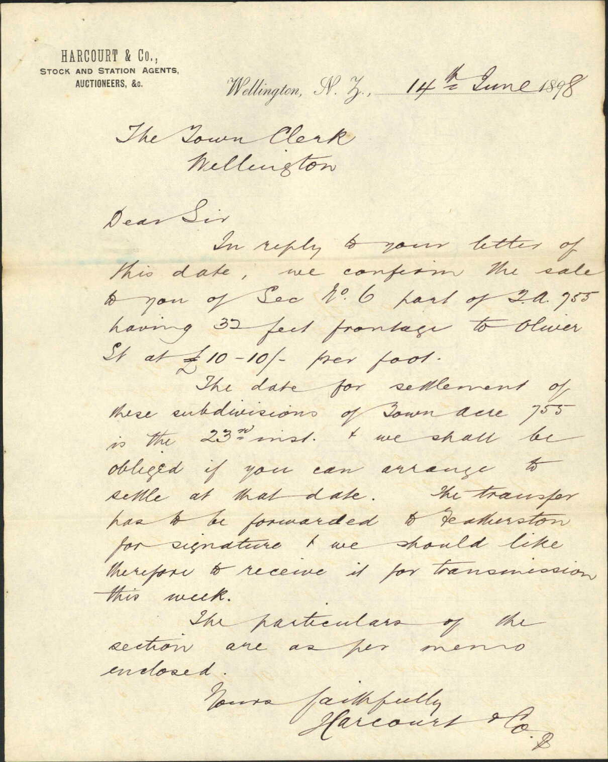 Further regarding land at Adelaide Road - Harcourt &amp; Company