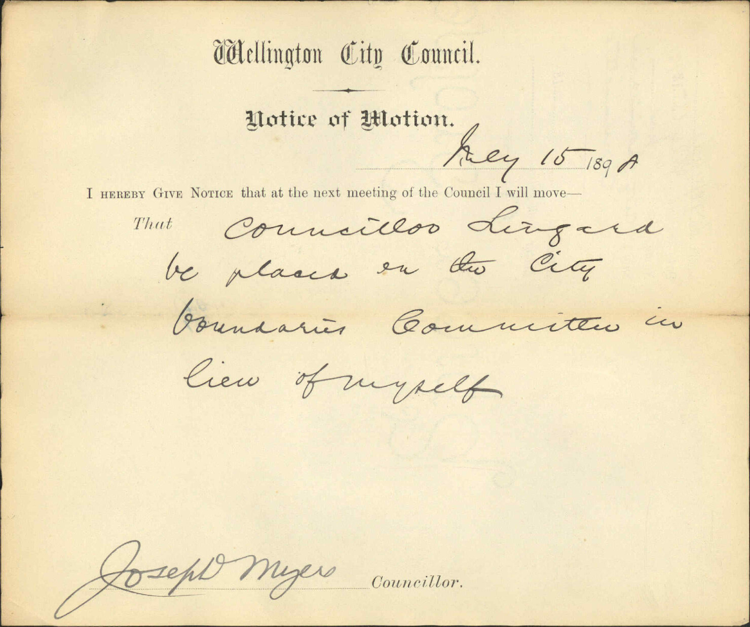 Notice of motion regarding city boundaries - Councillor Devine
