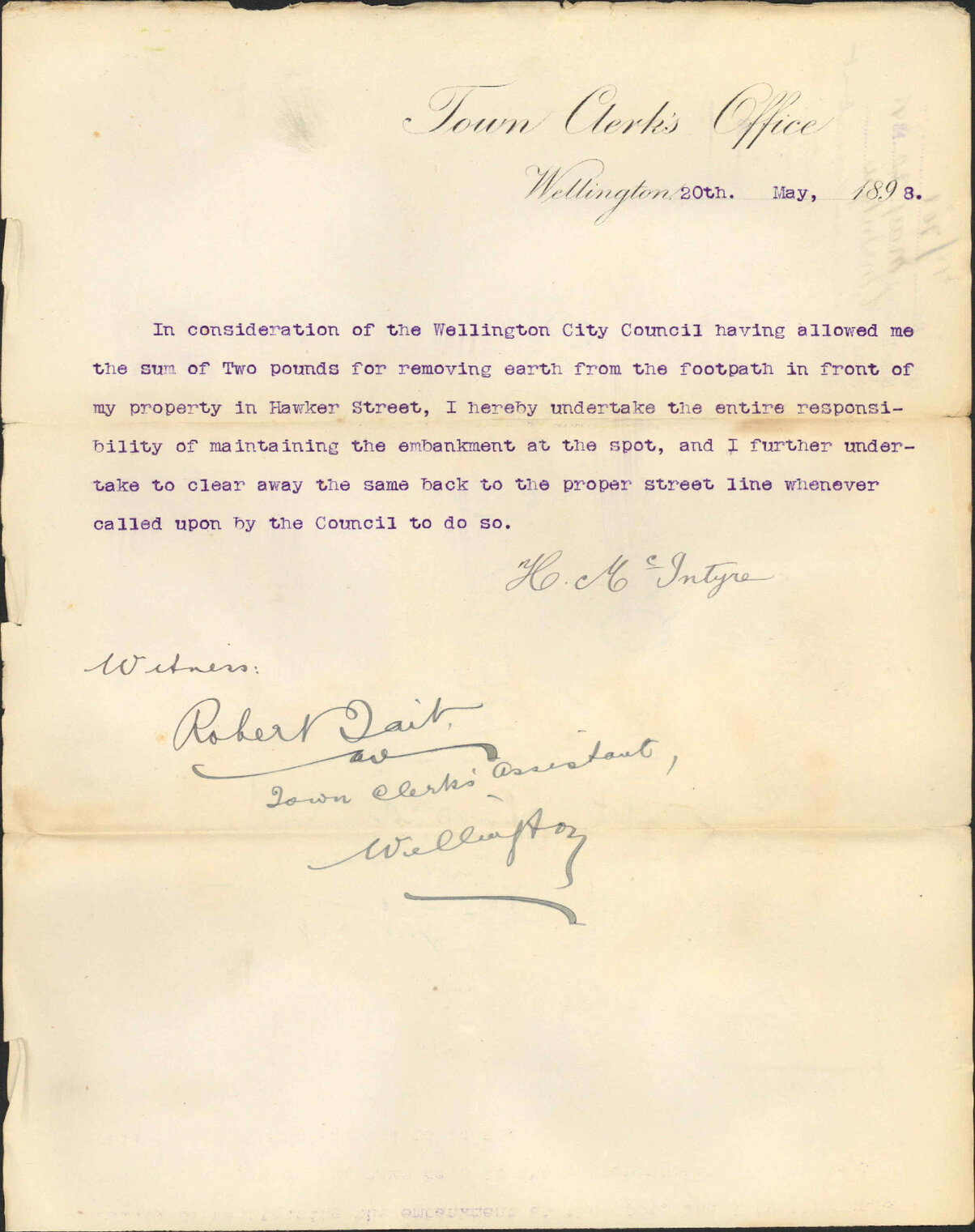 Embankment at his property - H McIntyre