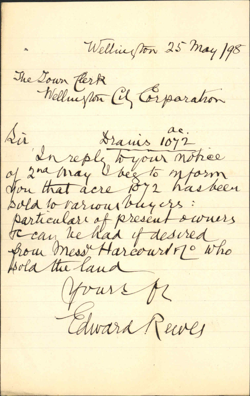 Notice regarding drain - Edward Reeves