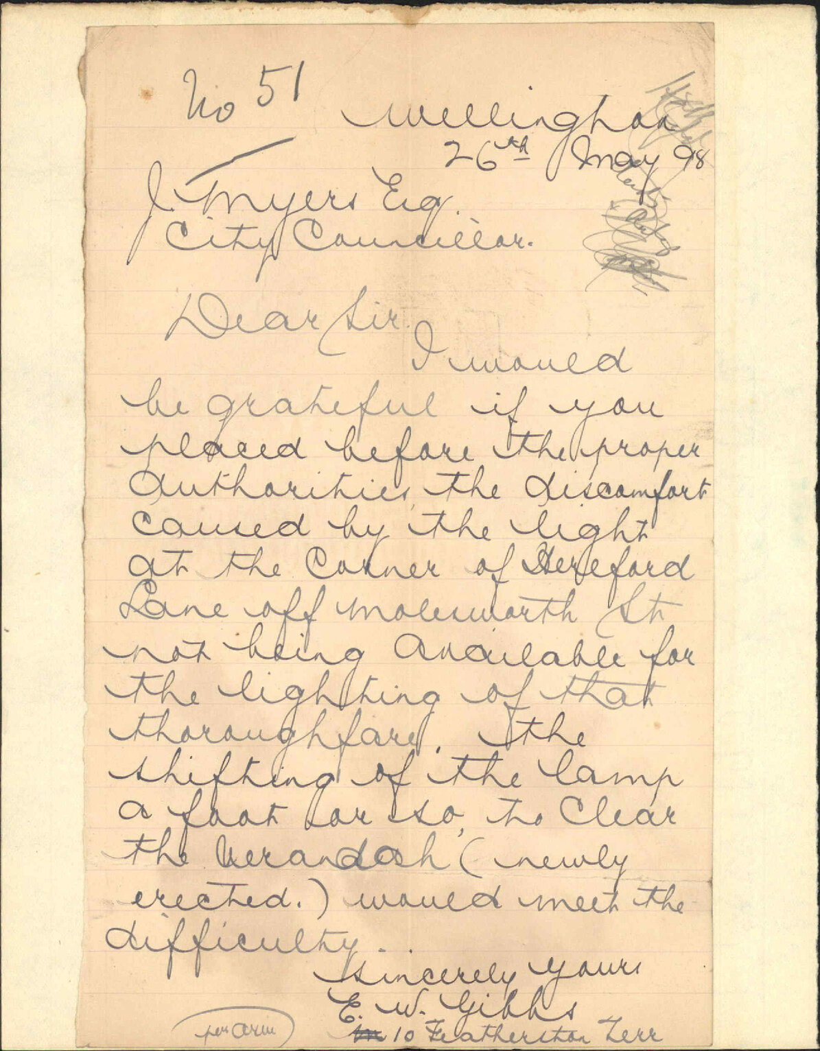 Lamp number 51 (Molesworth Street) - New Zealand Electrical Syndicate