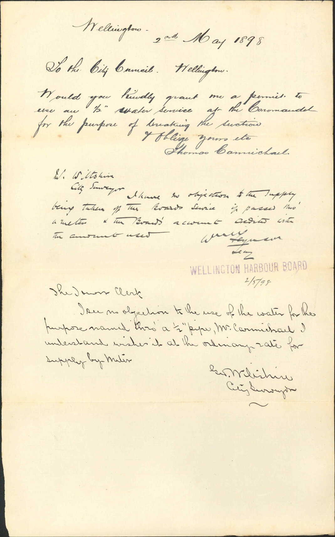 Asking for water supply at the "Coromandel" - Thomas Carmichael