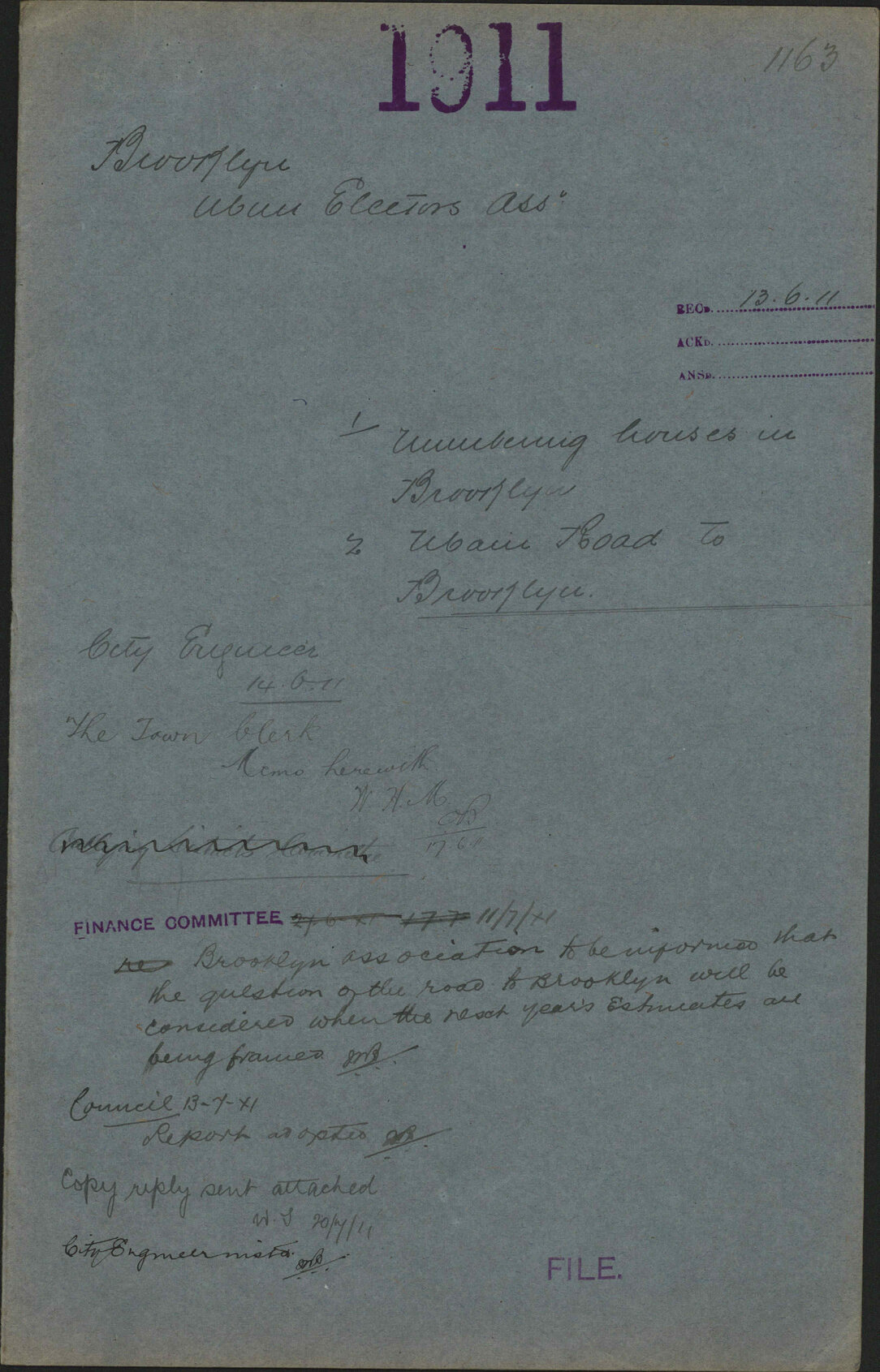 1) Numbering houses in Brooklyn 2) Main road to Brooklyn - Brooklyn Municipal Electors Association