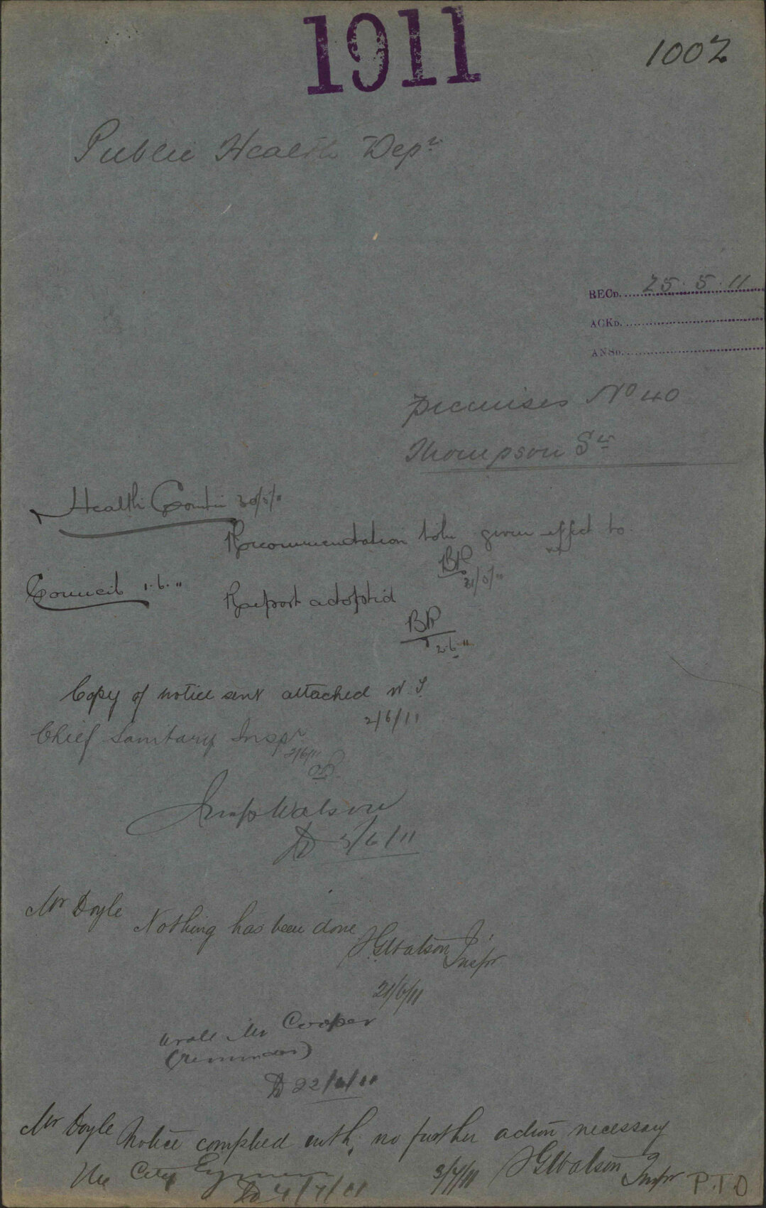 Premises, 40 Thompson Street - Public Health Department