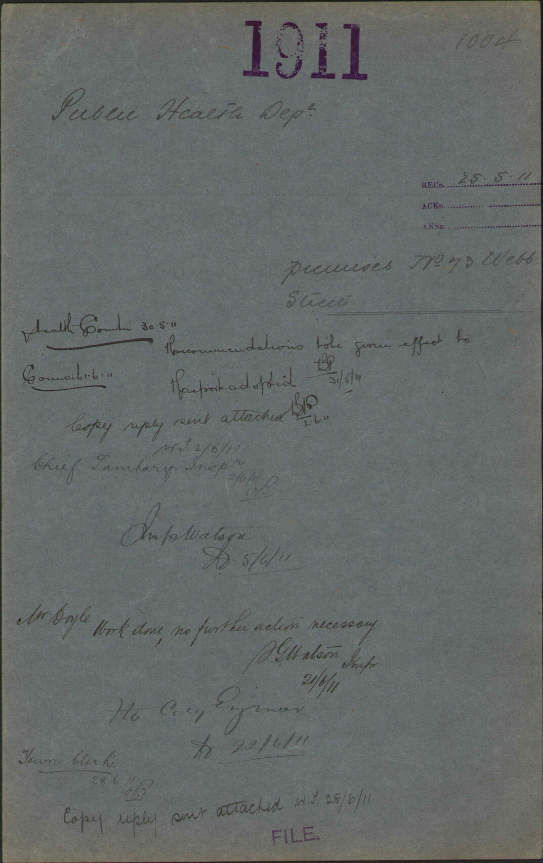 Premises, 73 Webb Street - Public Health Department