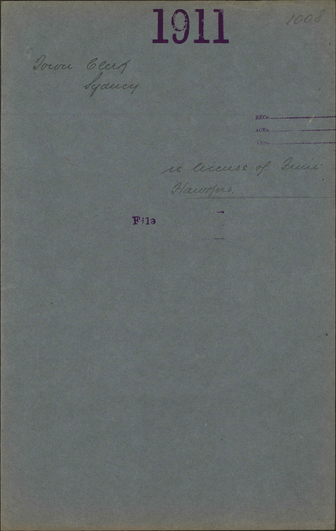 Re license of Fruit Hawkers - Town Clerk, Sydney