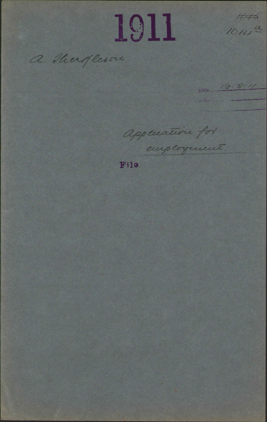 Application for employment - A Therkleson
