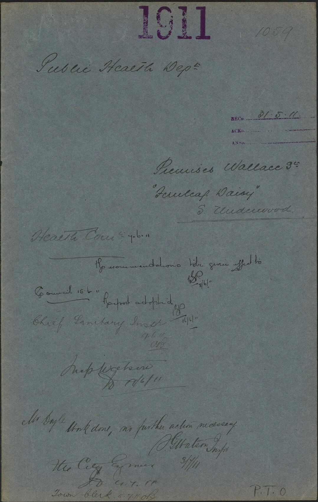 Premises, Wallace Street, Fernleaf Dairy, S Underwood - Public Health Department