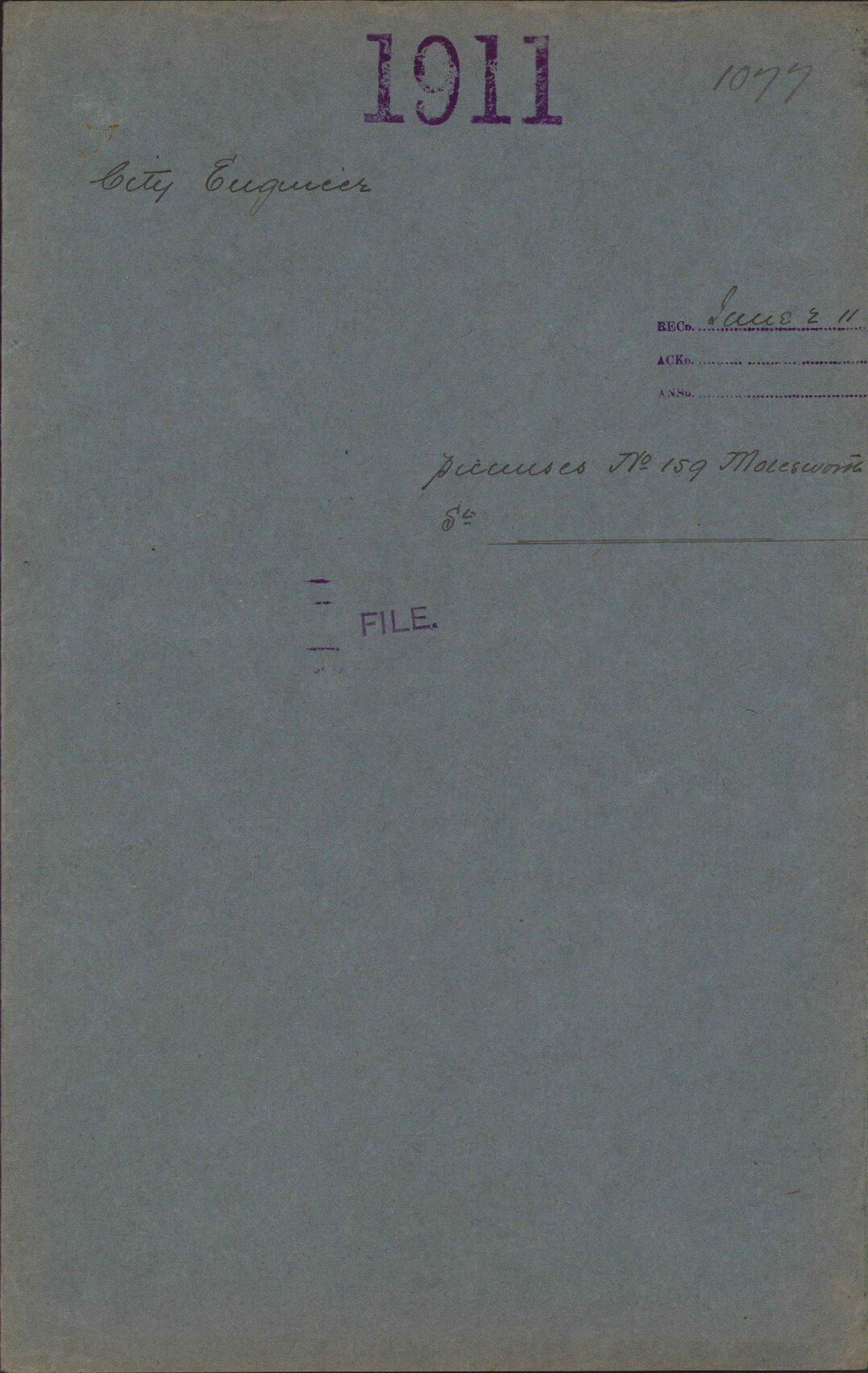 Premises, 159 Molesworth Street - City Engineer
