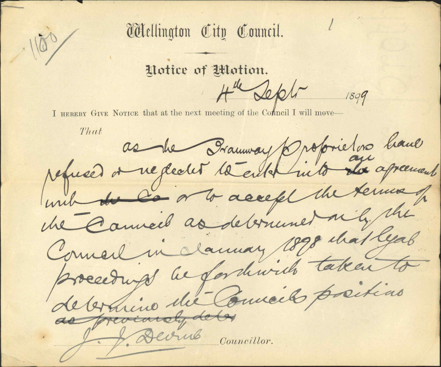 Notices of motion: (1) Tramway; (2) Victoria Park - Councillor Devine