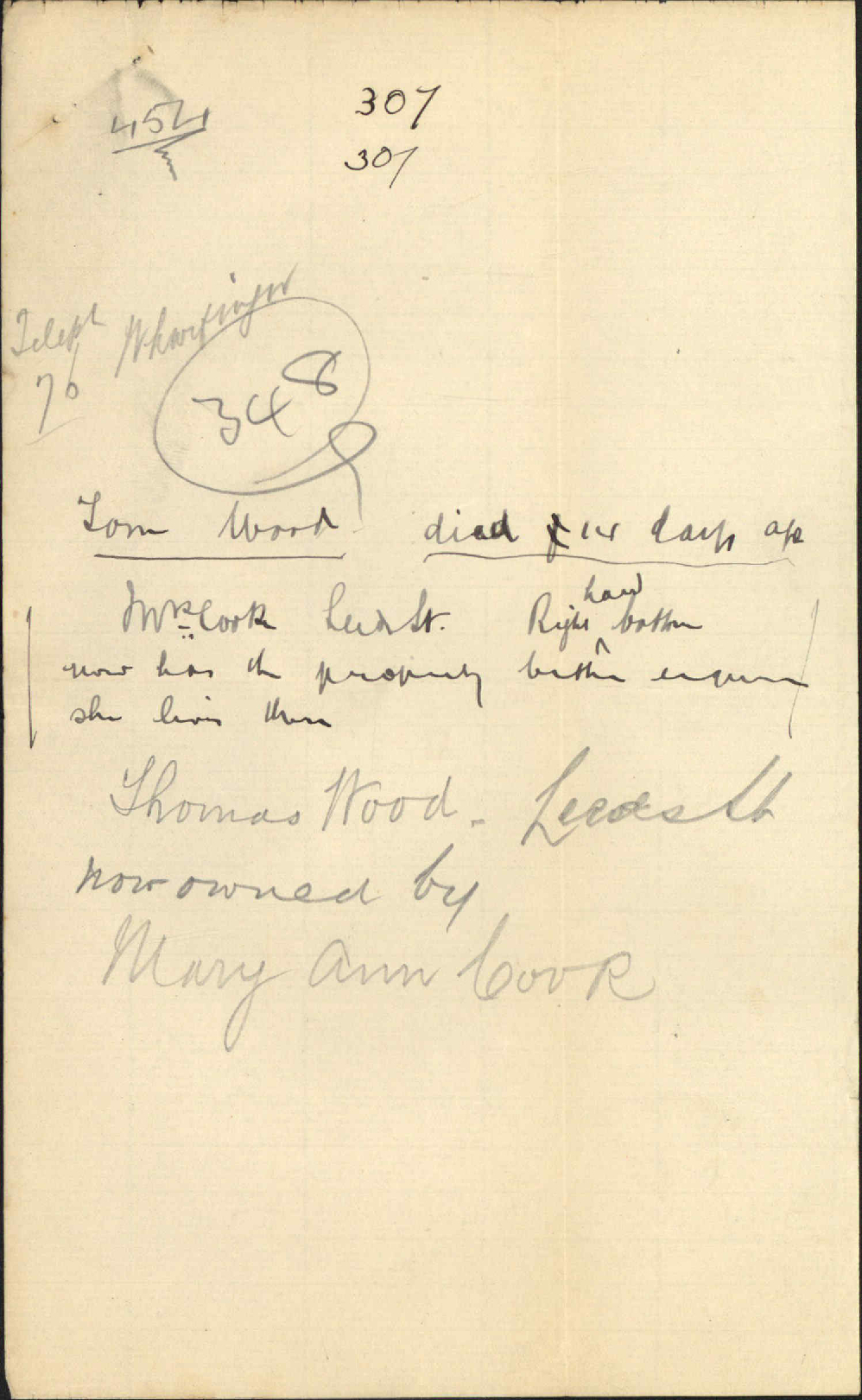 Property, late Thomas Wood - Collector of Rates